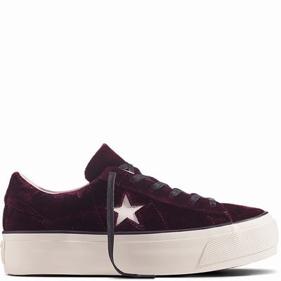Converse One Star Platform Velvet Platform Womens - Dark/Black Shoes (354UNJQH)